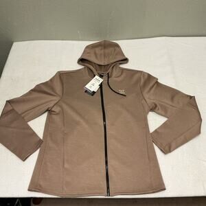Hurly Men's Brown Zip Up Hoodie Size Small Long SLV Pkts Cotton Blend NWT 3092